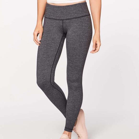 Lululemon Wunder Under Low-Rise Tight *28" Luon Variegated Knit Black Heathered - Picture 6 of 13